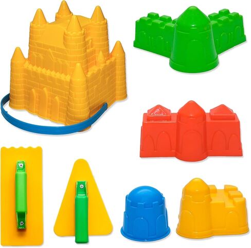 Holady 7 Pcs Beach Sand Toys Set,Includes Beach Toys Castle Molds Sand Molds, Beach Bucket,Shovel Tool Kit,Fun Outdoor Games Beach Accessories for Boys Girls in Kuwait