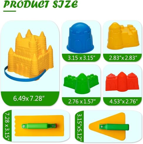 Holady 7 Pcs Beach Sand Toys Set,Includes Beach Toys Castle Molds Sand Molds, Beach Bucket,Shovel Tool Kit,Fun Outdoor Games Beach Accessories for Boys Girls in Kuwait
