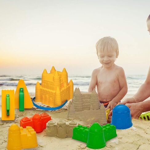 Holady 7 Pcs Beach Sand Toys Set,Includes Beach Toys Castle Molds Sand Molds, Beach Bucket,Shovel Tool Kit,Fun Outdoor Games Beach Accessories for Boys Girls in Kuwait