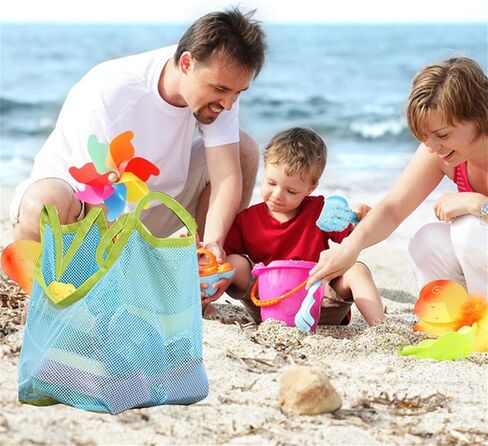 حقيبة شاطئ شبكية، حقيبة شبكية سريعة الجفاف قابلة للطي، حقيبة تخزين منظمة لألعاب الشاطئ لحمل الألعاب والكرات والصدفة أو غيرها من عناصر الشاطئ، حقيبة تخزين كبيرة لمستلزمات الشاطئ تبقى بعيدًا عن الرمال والماء in Kuwait