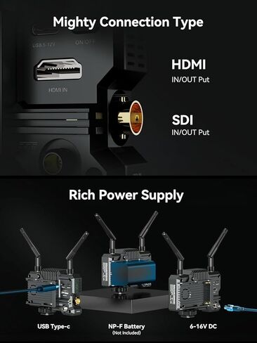 Hollyland Mars 400S Pro II جهاز إرسال واستقبال فيديو HDMI SDI لاسلكي، نطاق استجابة 0.07 ثانية بطول 450 قدم، مراقبة 4APP، نظام نقل 1080 بكسل 12 ميجا بت في الثانية 5 جيجا [حزمة بطارية وحزمة شاحن تيار متردد] in Kuwait
