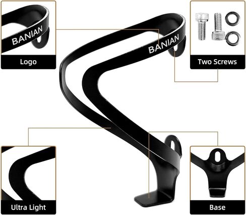 BANIAN Upgrade Bike Water Bottle Holder Ultra-Light Bicycle Bottle Cages with Screws Tool, Universal Bike Cup Holder Rack for Road MTB Bikes Black in Saudi Arabia