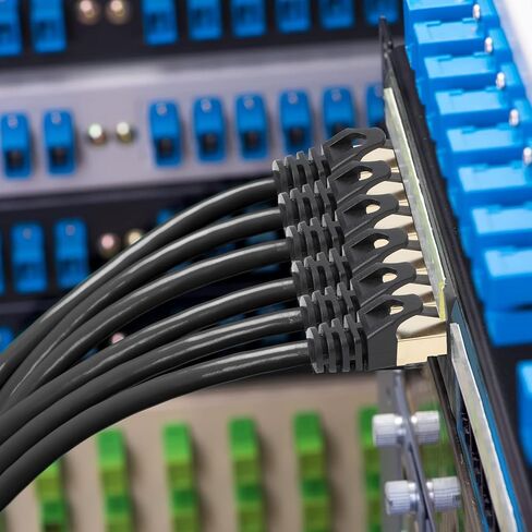 كابل شبكة Cat 8 إيثرنت عالي السرعة Cat8 LAN محمي بسرعة 40 جيجابت في الثانية 2000 ميجا هرتز سلك تصحيح الإنترنت SFTP كابل RJ45 لجهاز مودم راوتر للألعاب، 25 قدم in Kuwait