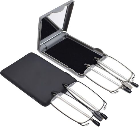 2 Pack Reading Glasses Blue Light Blocking,Folding Readers for Women Man,Lightweight Portable Case with Mirror 1.0X in Saudi Arabia