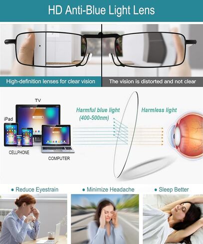 2 Pack Reading Glasses Blue Light Blocking,Folding Readers for Women Man,Lightweight Portable Case with Mirror 1.0X in Saudi Arabia