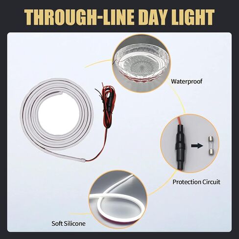 قطعة واحدة من مصابيح LED النهارية للسيارات، شرائط توجيه ضوء فجوة الغطاء 70.86 بوصة، أضواء جو عالية السطوع مع مسح بدء التشغيل، ملحق تعديل الديكور، لمعظم الموديلات (أبيض) in Saudi Arabia