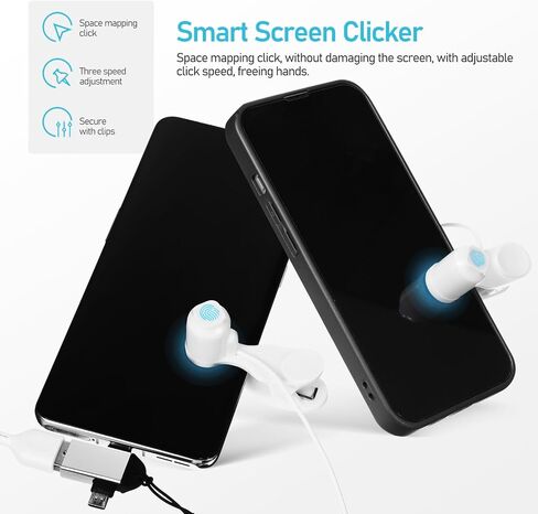 UKCOCO Automatic Phone Screen Clicker, Simulated Finger Clicker Clip-on with 2 in 1 OTG Connector Screen Auto Clicker for Gaming, Shopping, Live Broadcasts in Saudi Arabia