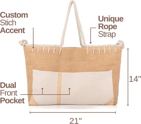 Beach Bag for women - XLarge beach bag for women - Boho Woven Beach travel tote bag in Saudi Arabia
