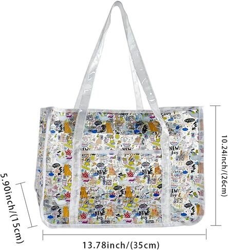 TotePrint Clear PVC Tote Bag,Waterproof Printed Graffiti Hand Bag for Work Shopping,Beach,Stadium,Travel,Swim or Concert in Saudi Arabia