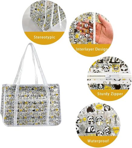 TotePrint Clear PVC Tote Bag,Waterproof Printed Graffiti Hand Bag for Work Shopping,Beach,Stadium,Travel,Swim or Concert in Saudi Arabia