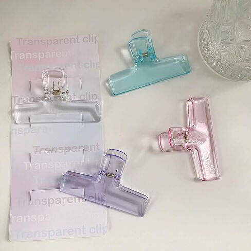 مشابك حقيبة بلاستيكية من دوراكينج، 4 قطع من ورق الأكريليك حامل صور بفم واسع ومشابك لحقيبة الطعام ومشابك إغلاق ومشابك شفافة لتخزين الطعام in Kuwait