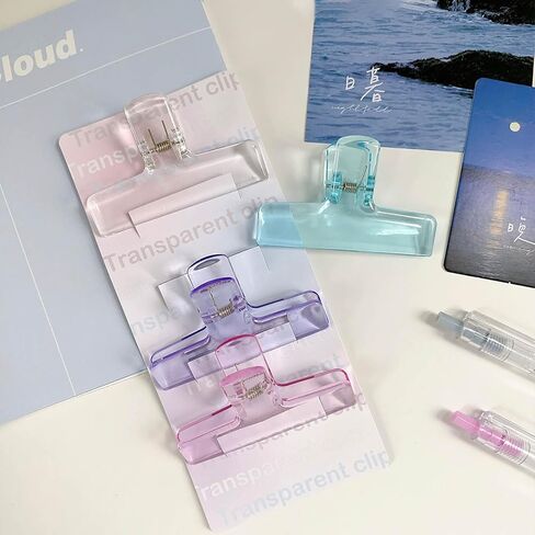 مشابك حقيبة بلاستيكية من دوراكينج، 4 قطع من ورق الأكريليك حامل صور بفم واسع ومشابك لحقيبة الطعام ومشابك إغلاق ومشابك شفافة لتخزين الطعام in Kuwait