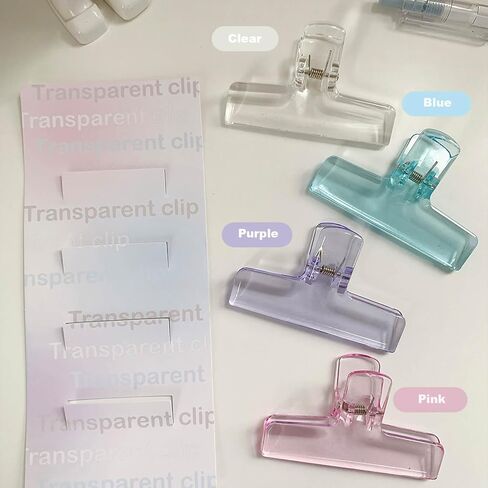 مشابك حقيبة بلاستيكية من دوراكينج، 4 قطع من ورق الأكريليك حامل صور بفم واسع ومشابك لحقيبة الطعام ومشابك إغلاق ومشابك شفافة لتخزين الطعام in Kuwait