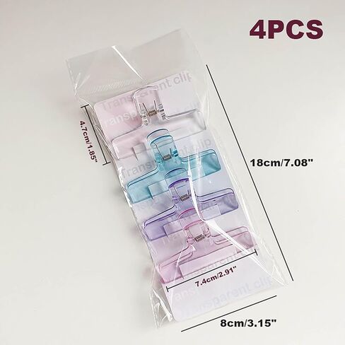 مشابك حقيبة بلاستيكية من دوراكينج، 4 قطع من ورق الأكريليك حامل صور بفم واسع ومشابك لحقيبة الطعام ومشابك إغلاق ومشابك شفافة لتخزين الطعام in Kuwait