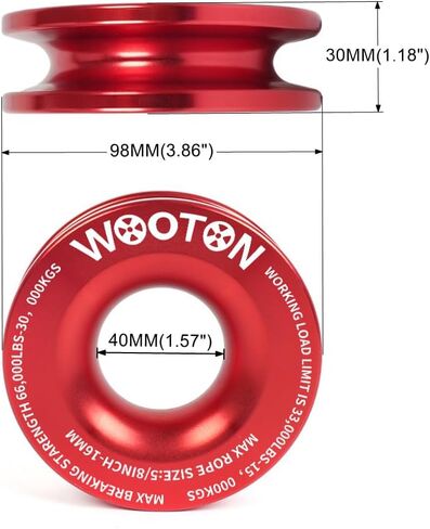 WOOTON Snatch Recovery Ring 66,000 lbs Aluminum,Snatch Block Ring Pulley for Soft Shackle ATV UTV SUV Truck Off-Road Vehicle Towing Rcovery (Red) in Kuwait