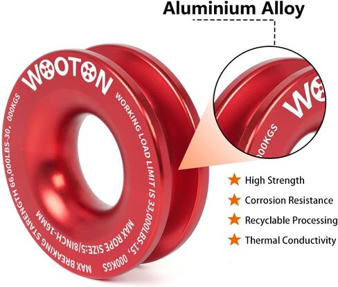 WOOTON Snatch Recovery Ring 66,000 lbs Aluminum,Snatch Block Ring Pulley for Soft Shackle ATV UTV SUV Truck Off-Road Vehicle Towing Rcovery (Red) in Kuwait