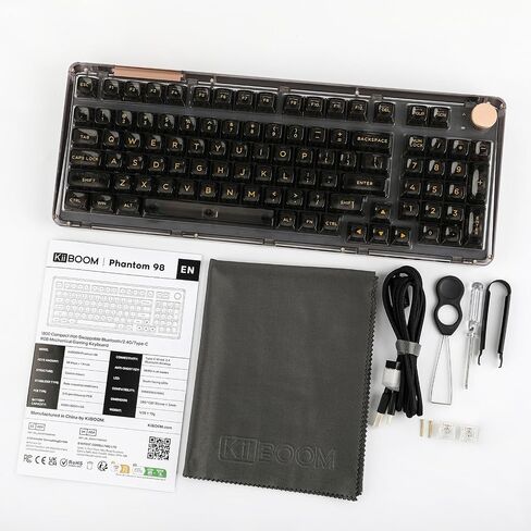 KiiBoom Phantom 98 Hot Swappable Crystal Gasket-Mounted Mechanical Keyboard, Triple Mode NKRO Gaming Keyboard with South-Facing RGB, Clear Keycaps, 8000mAh Battery for Win/Mac in Kuwait
