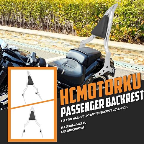 مسند ظهر للركاب قابل للفصل للدراجة النارية مع وسادة وسادة مناسبة لدراجة Harley Softail Fat Boy FLFBS 2018-2023 Breakout FXSB 2013-2023 (أسود) in Saudi Arabia