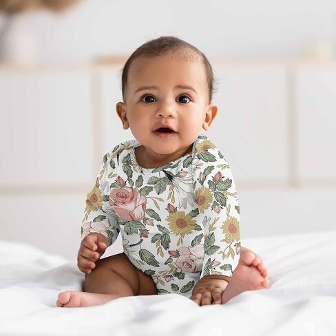 Sweet Jojo Designs وردي أخضر عتيق الأزهار فتاة ارتداءها الزي الرضع 2 مجموعة PC طويلة وقصيرة الأكمام in Saudi Arabia