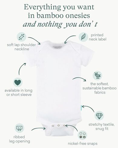 PurComfy Bamboo Viscose Short Sleeve Bodysuit Baby, Unisex Baby | Ideal For Sensitive Skin, Supersoft Summer Bodysuits, One-Piece, Neutral for Boy Girl in Saudi Arabia