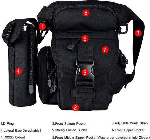 Goldfire Waterproof Military Tactical Drop Leg Pouch Bag Type B Cross Over Leg Rig Outdoor Bike Cycling Hiking Thigh Bag (Black) in Saudi Arabia
