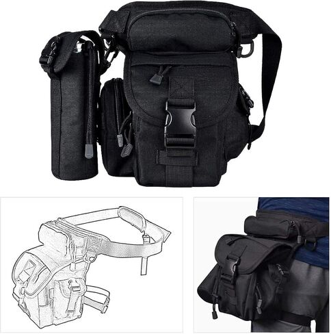 Goldfire Waterproof Military Tactical Drop Leg Pouch Bag Type B Cross Over Leg Rig Outdoor Bike Cycling Hiking Thigh Bag (Black) in Saudi Arabia