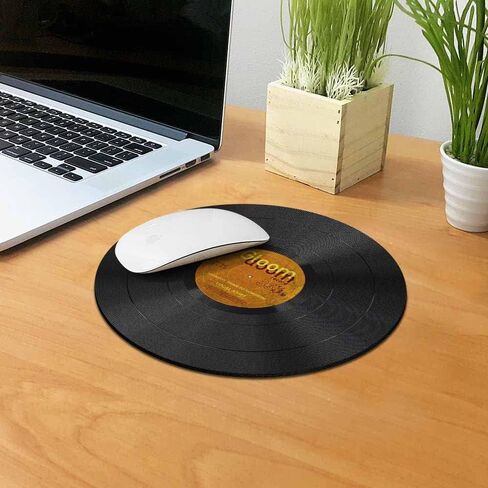 WIRESTER Non-Slip Round Mousepad, Vintage Vinyl Record Red Mouse Pad for Home, Office and Gaming Desk in Saudi Arabia
