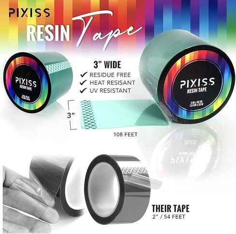 Pixiss Epoxy Resin Tape Mold Release Tuck Tape for Epoxy Resin - Extra Wide Epoxy Mold Release Tape, Polyester Tape for Resin UV Tape Release Film, Tape for Epoxy Resin Molding Easy Peeling in Saudi Arabia