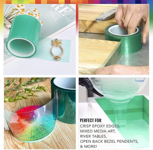 Pixiss Epoxy Resin Tape Mold Release Tuck Tape for Epoxy Resin - Extra Wide Epoxy Mold Release Tape, Polyester Tape for Resin UV Tape Release Film, Tape for Epoxy Resin Molding Easy Peeling in Saudi Arabia