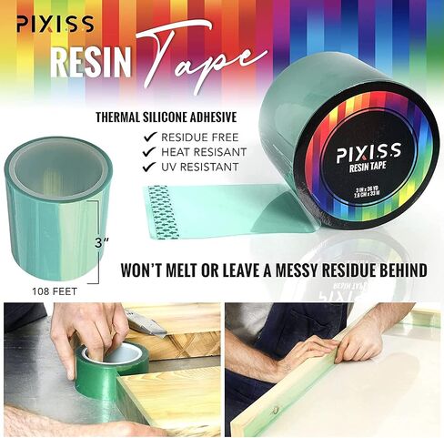 Pixiss Epoxy Resin Tape Mold Release Tuck Tape for Epoxy Resin - Extra Wide Epoxy Mold Release Tape, Polyester Tape for Resin UV Tape Release Film, Tape for Epoxy Resin Molding Easy Peeling in Saudi Arabia