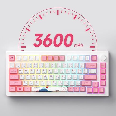 لوحة مفاتيح ألعاب Akko المغناطيسية السريعة، MOD007B PC World Tour Tokyo سلكية/لاسلكية 75% لوحة مفاتيح ميكانيكية مع مقبض، إضاءة خلفية RGB (مفتاح مغناطيسي وردي Kailh Sakura) in Saudi Arabia
