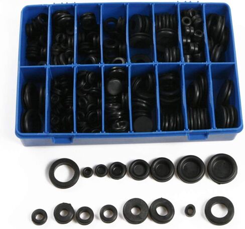 250 قطعة حلقة مطاطية لجدار الحماية ثقب التوصيل مجموعة سلك كهربائي طوقا 18 حجم تشكيلة مع صندوق بلاستيكي in Kuwait