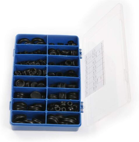 250 قطعة حلقة مطاطية لجدار الحماية ثقب التوصيل مجموعة سلك كهربائي طوقا 18 حجم تشكيلة مع صندوق بلاستيكي in Kuwait