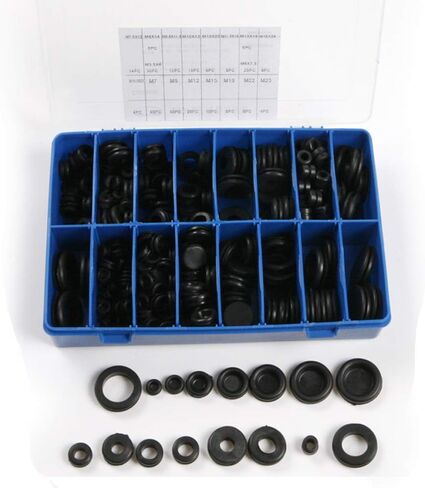 250 قطعة حلقة مطاطية لجدار الحماية ثقب التوصيل مجموعة سلك كهربائي طوقا 18 حجم تشكيلة مع صندوق بلاستيكي in Kuwait