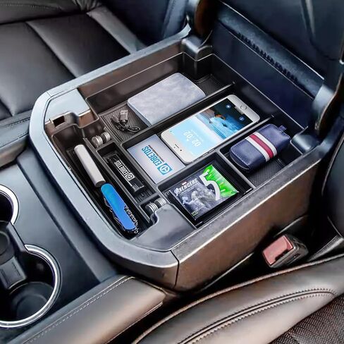EDBETOS Power Sliding Console Organizer Compatible with 2021-2024 Chevy Tahoe Suburban/GMC Yukon Accessories Armrest Box Full Size Insert,(NOT Fit Standard Console with Charging Socket),Black in Saudi Arabia