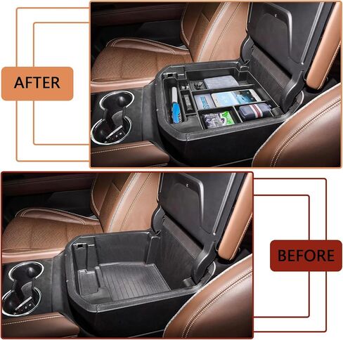 EDBETOS Power Sliding Console Organizer Compatible with 2021-2024 Chevy Tahoe Suburban/GMC Yukon Accessories Armrest Box Full Size Insert,(NOT Fit Standard Console with Charging Socket),Black in Saudi Arabia