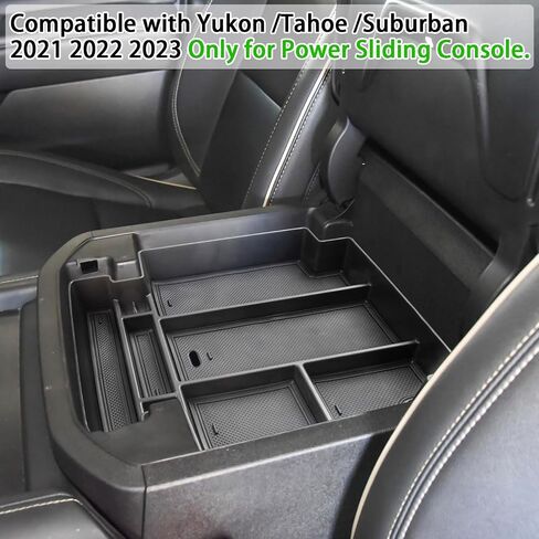 EDBETOS Power Sliding Console Organizer Compatible with 2021-2024 Chevy Tahoe Suburban/GMC Yukon Accessories Armrest Box Full Size Insert,(NOT Fit Standard Console with Charging Socket),Black in Saudi Arabia