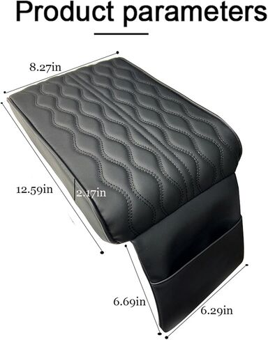 غطاء مسند ذراع السيارة، وسادة صندوق مسند ذراع السيارة، غطاء وحدة تحكم مركزية من الجلد من إسفنج الذاكرة العالمي، وسادة مسند ذراع السيارة، واقي وحدة التحكم المركزية للسيارة (نمط أسود كبير 3) in Kuwait