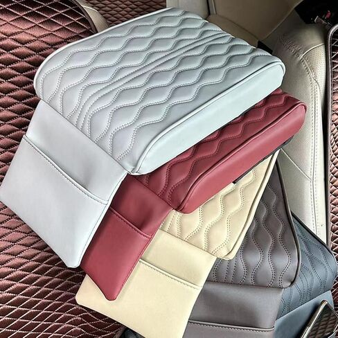 غطاء مسند ذراع السيارة، وسادة صندوق مسند ذراع السيارة، غطاء وحدة تحكم مركزية من الجلد من إسفنج الذاكرة العالمي، وسادة مسند ذراع السيارة، واقي وحدة التحكم المركزية للسيارة (نمط أسود كبير 3) in Kuwait