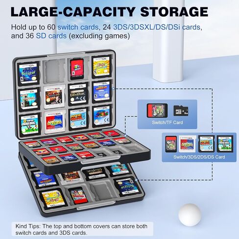 MoKo 60 Slots Game Card Case for Nintendo Switch/Switch OLED/3DS/2DS, Portable 3DS Game Case, 24 Slots for 3DSXL/DS/DSi Cards & 36 Slots for SD Cards w/ Magnetic Closure, Black in Saudi Arabia