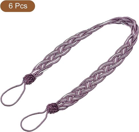 uxcell 4Pcs Curtain Tiebacks, 58cm/23 Braided Drapery Holdback Holder Decorative Rope Tie Back, Beige/Silver in Saudi Arabia