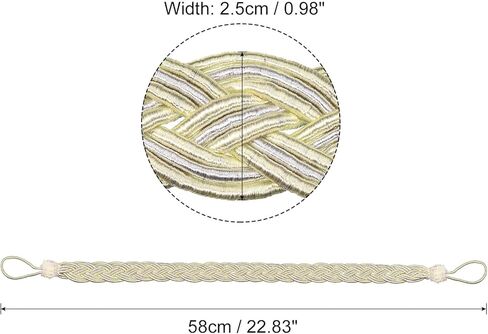 4 قطع من ستائر Uxcell، 58 سم/23 حامل ستائر مضفر وربطة خلفية مزخرفة، أخضر/فضي in Kuwait