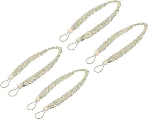 4 قطع من ستائر Uxcell، 58 سم/23 حامل ستائر مضفر وربطة خلفية مزخرفة، أخضر/فضي in Kuwait