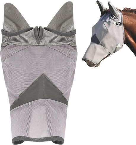 RS Premium Horse Fly Mask with Ears | Smoothly Protect Face and Ears from UV & from Insects | Made with Durable elasticable Lattice | Sweat Absorber | Comfortable & Relaxable | Size: Medium & Large in Saudi Arabia