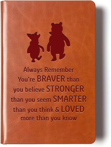 Pooh Bear Leather Notebook Always Remember You’re Braver Than You Believe Leather Notebook Friendship Gift for Women Men Birthday Gifts for Son Daughter (A6) in Kuwait