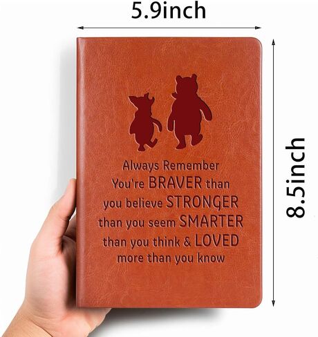Pooh Bear Leather Notebook Always Remember You’re Braver Than You Believe Leather Notebook Friendship Gift for Women Men Birthday Gifts for Son Daughter (A6) in Kuwait