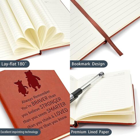 Pooh Bear Leather Notebook Always Remember You’re Braver Than You Believe Leather Notebook Friendship Gift for Women Men Birthday Gifts for Son Daughter (A6) in Kuwait