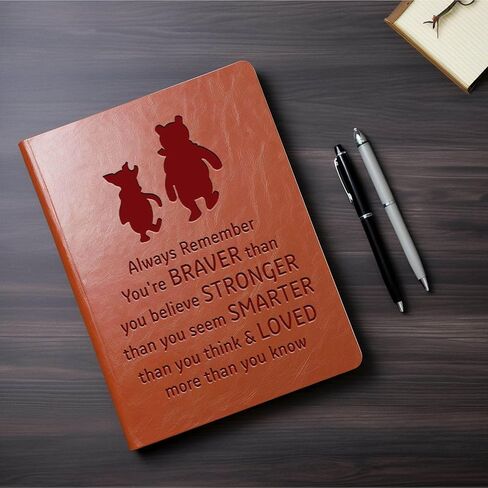 Pooh Bear Leather Notebook Always Remember You’re Braver Than You Believe Leather Notebook Friendship Gift for Women Men Birthday Gifts for Son Daughter (A6) in Kuwait