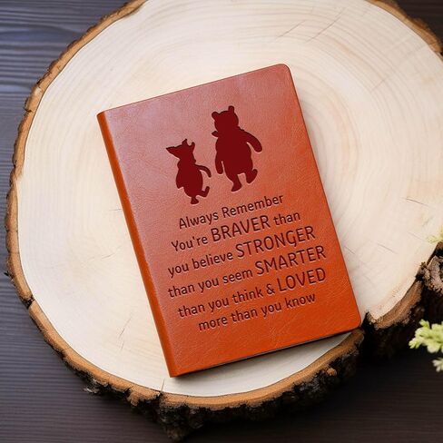 Pooh Bear Leather Notebook Always Remember You’re Braver Than You Believe Leather Notebook Friendship Gift for Women Men Birthday Gifts for Son Daughter (A6) in Kuwait