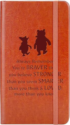 Pooh Bear Leather Notebook Always Remember You’re Braver Than You Believe Leather Notebook Friendship Gift for Women Men Birthday Gifts for Son Daughter (A6) in Kuwait